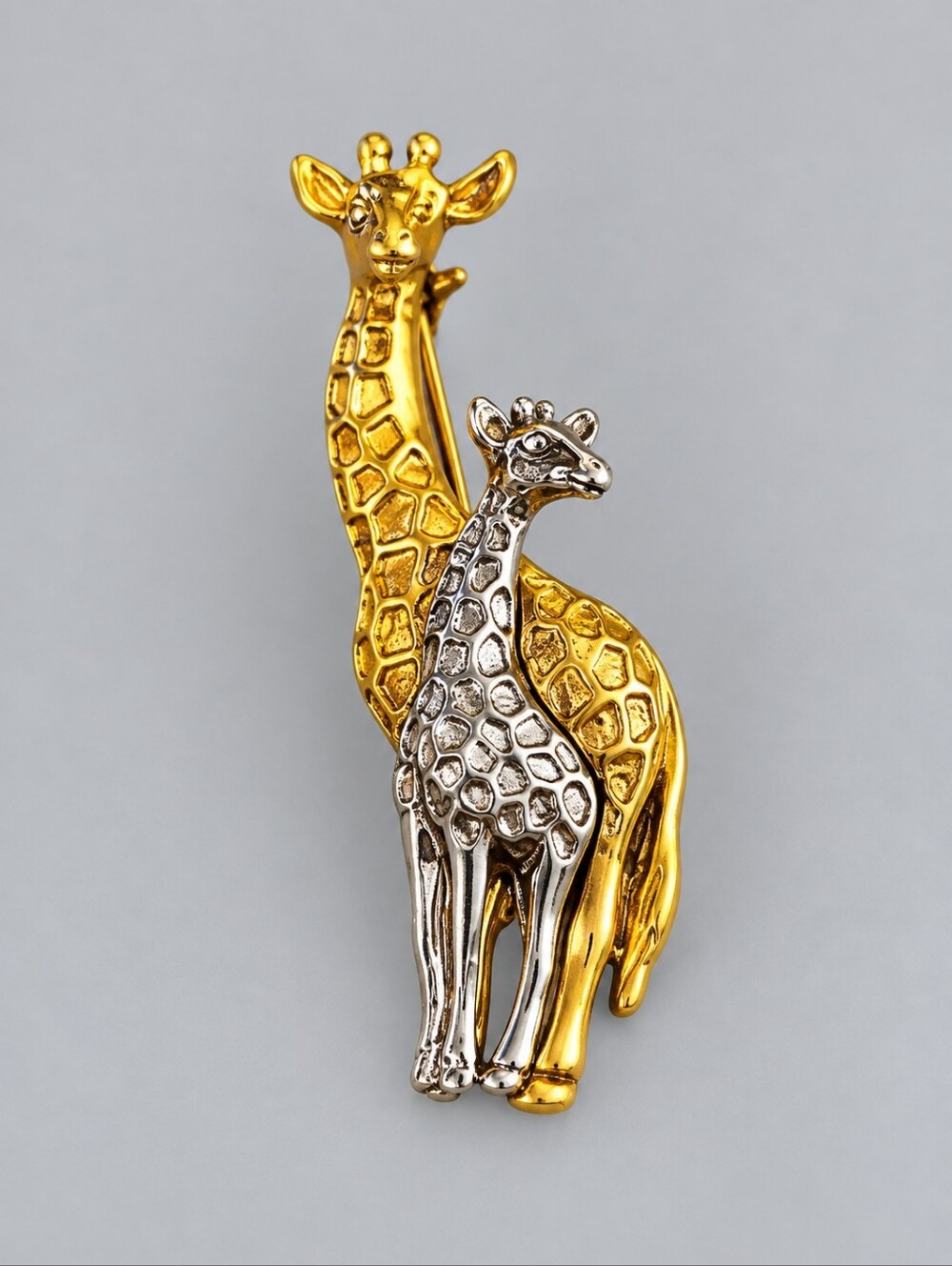 3/$30 Two-tone African Giraffe Mother and Baby Kidcore Brooch